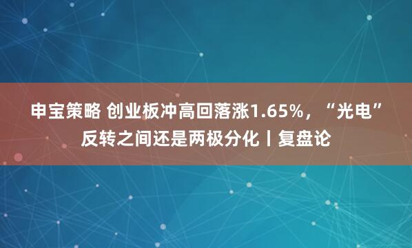 申宝策略 创业板冲高回落涨1.65%，“光电”反转之间还是两极分化丨复盘论